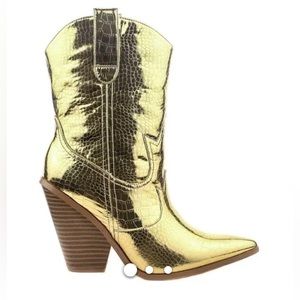 Fashion Nova Cape Robbin Gold Western Fever Boots New